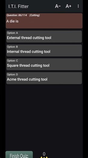 (86/114) Cutting Tools and Operations ll Fitter Trade Theory Question