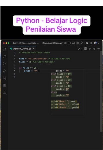 Belajar programing dari nol itu suatu keharusan kalo kamu mau melatih diri kamu menjadi lebih baik. Semoga dengan belajar dari hal kecil akan membuat kita menjadi lebih better dan better. #fullstacknotes #python #programing #logic