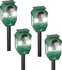 4 Pack Ultrasonic Deer Repellent Devices Outdoor, Cat Repellent Outdoor for Yard, Garden, and Plants Solar Animal Repeller Device Effective Repel Cat, Dog, Squirrel, Deer, Raccoon, Rabbit, and Skunk