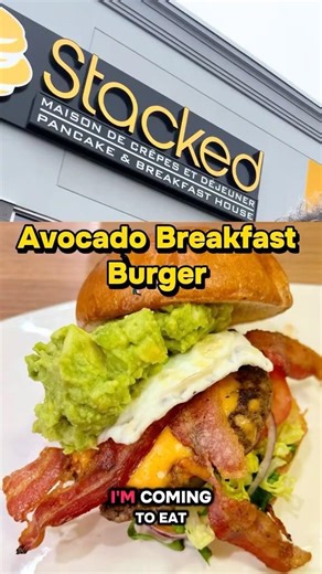 HUGE Avocado Breakfast Burger at Stacked Pancakes & Breakfast House!