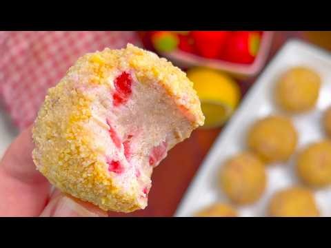 Strawberry Lemon Bites: 3 Ingredients 🍋🍓 No-Bake!