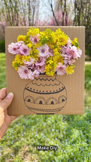 How to Make Beautiful Flower Vase from Cardboard Easy DIY Nature Craft Idea #floralvase #viralcraft