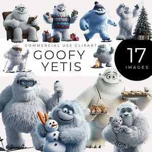 Quirky Yeti Clipart INSTANT DOWNLOAD Funny Snow Monsters, Winter Scrapbook Graphics, Holiday Decor, Cute Arctic Digital Creatures, Goofy Png - Etsy