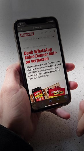 Verpasse keine Denner-Aktion mehr dank Whatsapp! 📱🔴⁠ Abonniere jetzt die Denner Woche und erhalte wöchentlich alle exklusiven Aktionen direkt auf dein Handy.⁠ Hier geht's zur Anmeldung: http://tinyurl.com/2usv46d7 | Denner