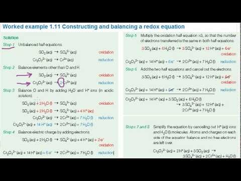 Constructing and balancing a redox equation from half equations
