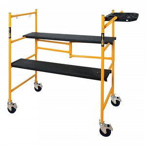 Metaltech Jobsite 4' Folding Portable Scaffolding with 2 Anti-Slip Platforms and Tool Shelf I-IMCNAT