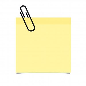 Yellow Stick Note With Paperclip On White Background - Vector...