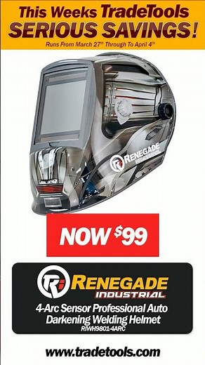 Renegade Industrial 4-Arc Sensor PROFESSIONAL Auto Darkening Welding Helmet - RIWH9801-4ARC