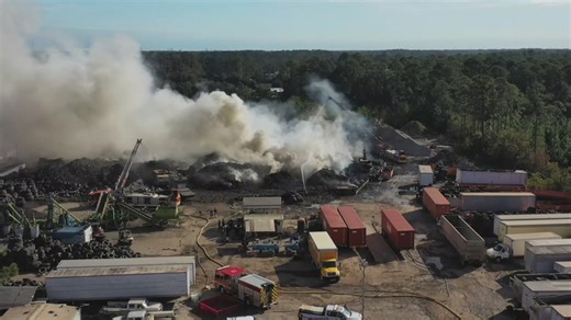 JFRD on scene of fire burning at recycling center on Jacksonville's Northside