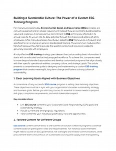 Building a Sustainable Culture_ The Power of a Custom ESG Training Program (1) - SlideServe