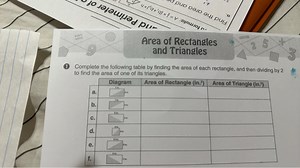 Area of Rectangles and Triangles(1) Complete the following tab... | Filo