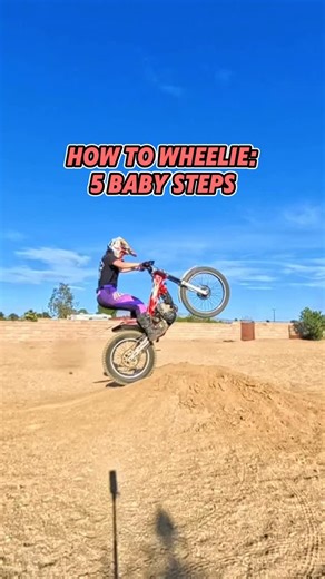 Catherine Hurley | Dirtbike Coach | SoCal based on Instagram: "Wheelies are complex! I’ve found breaking it down one step at a time really helps ME when I’m trying to warm up for a technical ride. But I’ve found this process also helps a lot of my students unlock their first wheel lifts as well! . There’s so much that has to happen for the front end to come up. Timing and coordination of both brakes, the throttle and clutch as well as your timing with your body movements and the suspension AND u