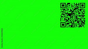 Sequence of QR codes on a green background. Green screen. The QR codes encoded examples of the multiplication table, mathematics. Stock Video
