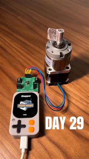 Kode. on Instagram: "Day 29 — moving a NEMA stepper and making it sing. I move it smoothly for precise positioning, then switch to “music mode” by changing pulse speeds: faster for higher notes, slower for lower ones. Chain a few and you get a tiny melody from the motor, just like the steppers in many 3D printers, consistent and accurate. - - #kode #stepper #nema17 #3dprinting #diyelectronics"