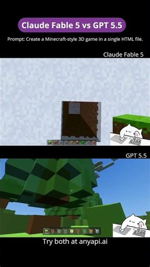 Claude Fable 5 vs GPT-5.5 Minecraft HTML challenge