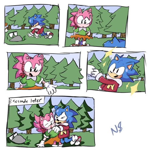 Nicky y Amy en una aventura de Sonic