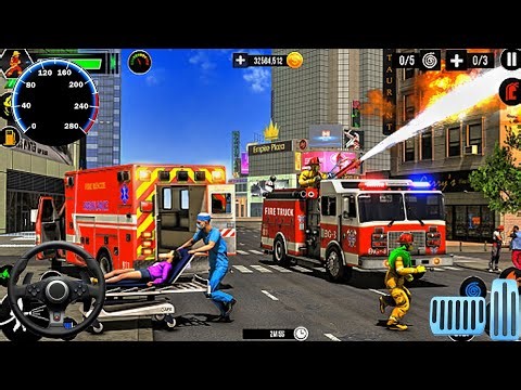 Fire Truck City Rescue Simulator - 911 US Emergency Fire Truck Driving 3D 2026 - Android Gameplay