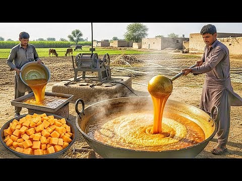 Traditional Jaggery Making | How BROWN SUGAR is Made from SUGARCANE | Jaggery Making Step by Step