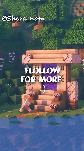 SheraNom | Minecraft Ideas on Instagram: "Modern Cherry Nether Portal for Minecraft 1.20:) Watch a full tutorial with 2 more designs on my channel SheraNom See you!"