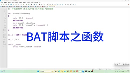 BAT编程语言培养视频之函数