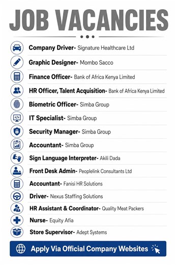 15 NEW JOB VACANCIES IN KENYA 2026 🔥 Bank of Africa, Simba Group, Equity Afia & More Hiring NOW!