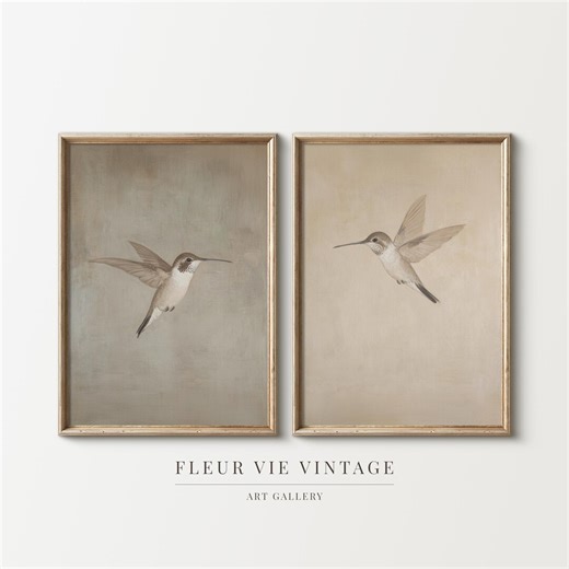 Hummingbird Paintings Set of 2 Wall Art: Printable Birds Art Digital Download - Etsy