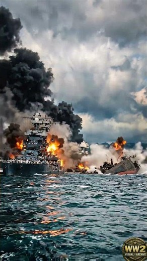 USS Maryland Burning as USS Oklahoma Capsizes at Pearl Harbor