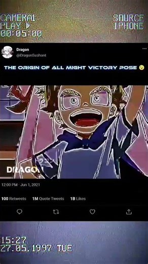 The origin of all might victory pose #anime #edit☠️🥶🥀