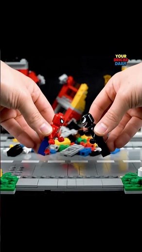 LEGO Spider-Man vs Venom Epic Battle!🔥 Hands-On Stop Motion Style Fight #lego #shorts #legoshorts