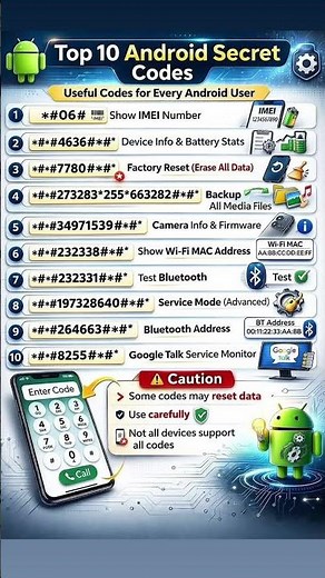 Top 10 Android Secret Codes You Must Try 😱 | Hidden Mobile Tricks #trendingshorts #ytshorts #newreel