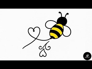 “Cute Bee Heart Line Art Drawing | Easy Aesthetic Doodle for Beginners | Bee Love Drawing Tutorial”