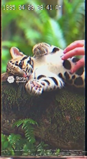Rubbing a Clouded Leopard Cub’s Spotted Belly — Silent VHS Cute Moment #VHS #LeopardCub #CuteAnimals
