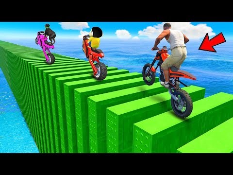 Franklin Shinchan Tried The Impossible Giant Bumpy Sky Road Parkour Ramp Challenge in Gta 5