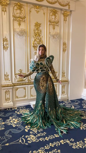 410K views · 5.7K reactions | Cherish the elegance of emerald and gold in our luxury dress of the “Wings of Glamour” Collection✨ | Blini Fashion House | Facebook