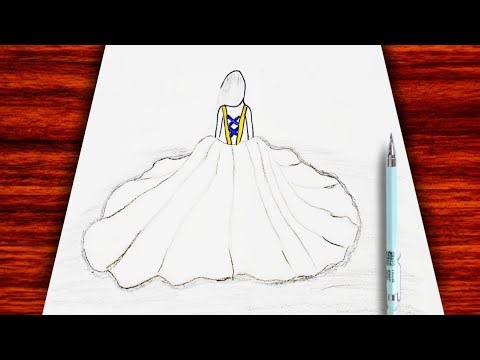 Drawing a Beautiful Girl Back Side Drawing|| Very Easy with pencil Dress Girl Drawing||