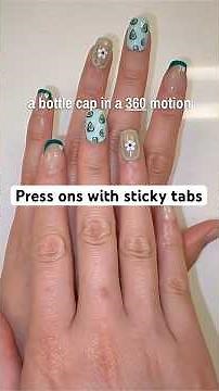 Applying press on nails with adhesive sticky tabs