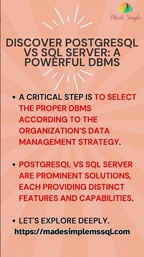 PostgreSQL VS SQL Server | #sql #coding #sqlserver | Made Simple MSSQL