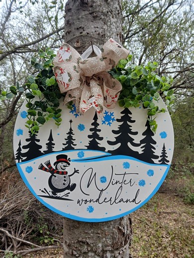 Snowman Door Hanger: Winter Wonderland Decor Holiday Wreath Decor Magical Sign, Letters It Snow - Etsy