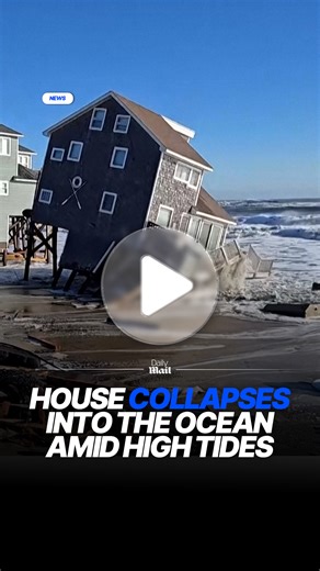 Coastal home collapses into the sea amid high tides in North Carolina