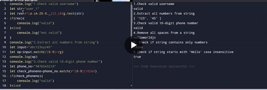 #javascript #regex #webdevelopment #frontenddeveloper #codingjourney #learninginpublic #developerlife #freshers #techskills | Venkata Siva Pujitha Ganjinaboina