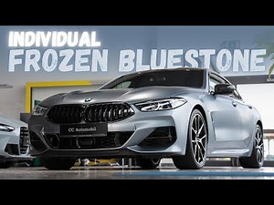 2021 BMW M850i xDrive Gran Coupe Frozen Bluestone Metallic Exterior and Interior in detail