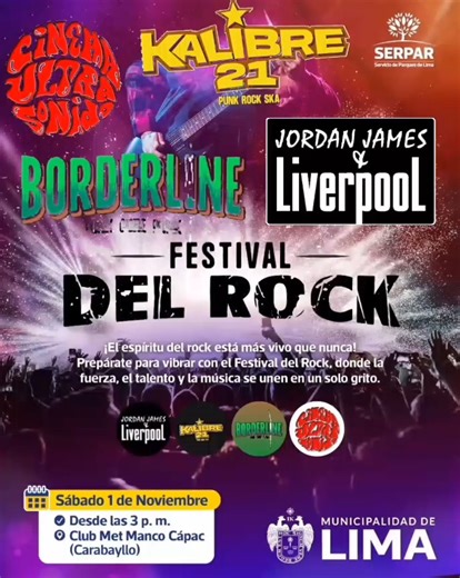 𝐋𝐈𝐕𝐄𝐑𝐏𝐎𝐎𝐋 𝐑𝐎𝐂𝐊 𝐅𝐄𝐒𝐓 𝐒𝐀𝐁 𝟏 𝐃𝐄 𝐍𝐎𝐕 𝐏𝐀𝐑𝐐𝐔𝐄 𝐙𝐎𝐍𝐀𝐋 𝐌𝐀𝐍𝐂𝐎 𝐂𝐀𝐏𝐀𝐂 𝐃𝐄 𝐂𝐀𝐑𝐀𝐁𝐀𝐘𝐋𝐋𝐎 𝐃𝐄𝐒𝐃𝐄 𝐋𝐀𝐒 𝟐 𝐏𝐌 | Jordan James Lennon McCartney