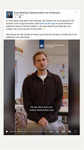 Staatssecretaris Koen Becking nam de tijd om in de klas te kijken hoe leerkrachten werken met Snappet en hoe zij daarbij nieuwe technologie inzetten, met behoud van hun professionele regie. Op basisschool De Vijverhof liet leerkracht Rynk van der Togt zien hoe hij Snappet gebruikt om zijn lessen beter af te stemmen op wat zijn leerlingen nodig hebben. Technologie helpt hem daarbij, maar de keuzes blijven altijd bij hem als leerkracht. Mooi om te zien dat de staatssecretaris scholen en leerkracht