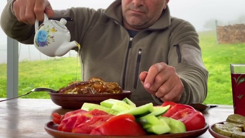 Just Relax and Watch this Recipe for Incredibly Delicious PILAF Cooking in the Foggy Mountains!