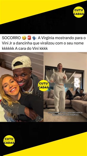 Cutucadas on Instagram: "SOCORRO 🤣🚨🗣️ A Virgínia mostrando para o Vini Jr a dancinha que viralizou com o seu nome kkkkkk A cara do Vini kkkk Casalzão né gente!! Fofos! (Reprodução Instagram)"