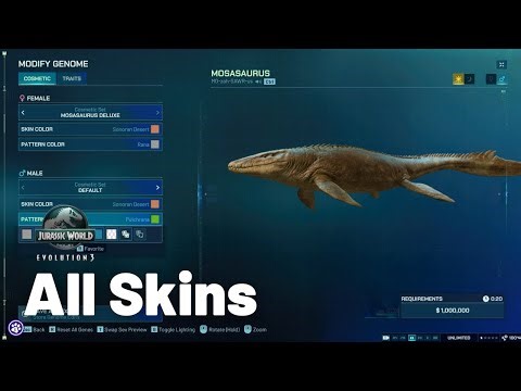 ALL Mosasaurus Skins! | Jurassic World Evolution 3 | No Commentary