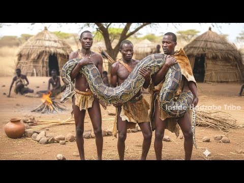 Ancient Survival Skills Tracking Giant Pythons With The Hadzabe Tribe| Hadzabe Tribe Hunting