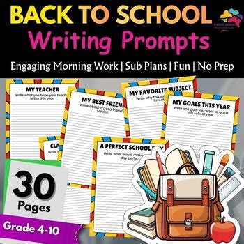 After | Back to School Opinion Prompt Writing Activities 4th,5th,6th,7th,8th,9th