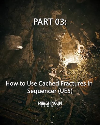 Meshingun Studio|3D Outsource on Instagram: "In Part 03, we show how we used UE5 Chaos cached data in Sequencer to control simulations for cinematic shots, great for slow-motion shots and Matrix-style camera moves through frozen time. Ensure to watch part 02 first. The pack used: THE DUNGEONS on @fab Go to our bio for the link. #unrealengine #gamedev #gameart"
