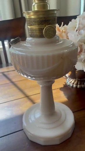 Antique 1930s-40s Aladdin Oil Lamp Lincoln Drape Pink Milk Glass Alacite Model B. - Etsy